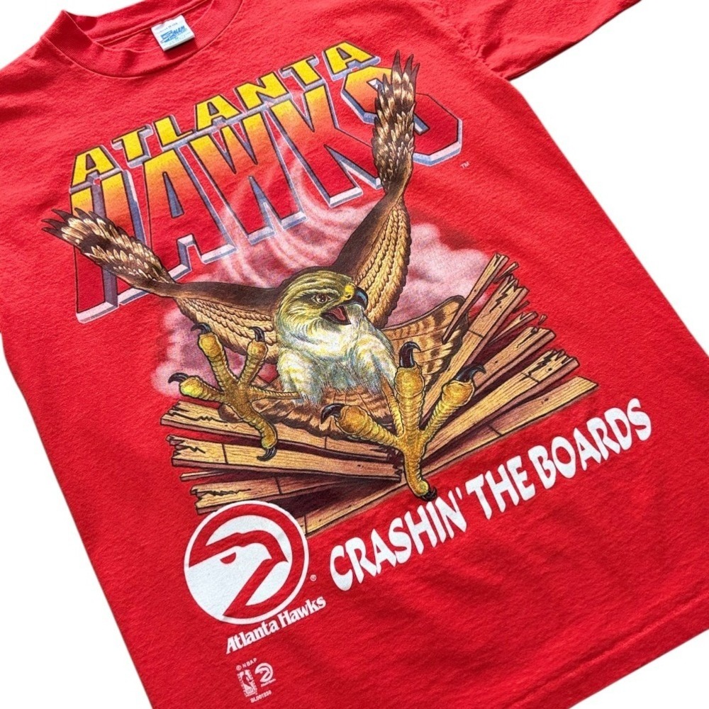Vintage 90s Atlanta Hawks Crashin The Board NBA Basketball Sport Graphic T-shirt - Picture 3 of 8